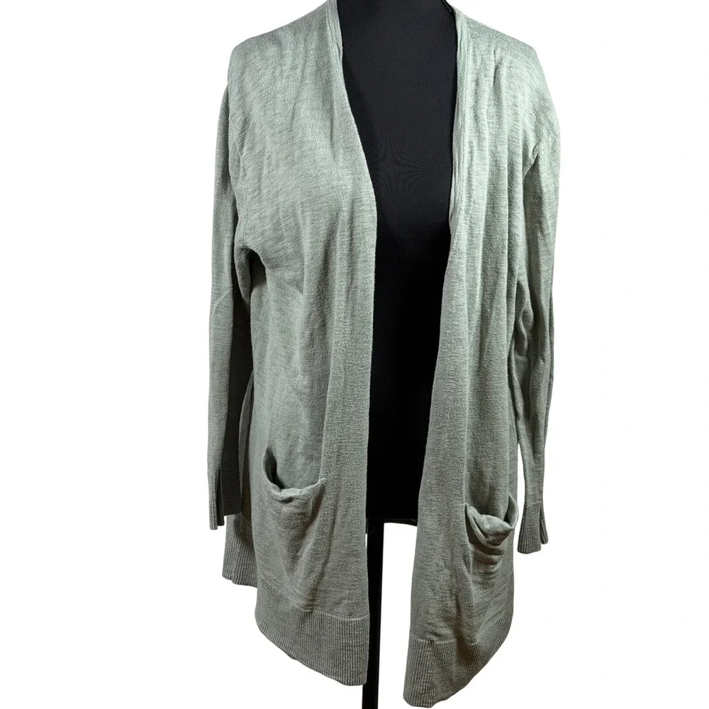 Madewell heathered Cardigan Sweater sage Green Medium Long Sleeve Open‎ Front